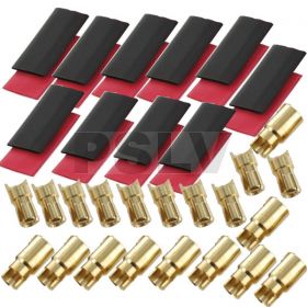  Q-C-0032 - Gold Bullet Connectors 6.0 mm (10 Pc) heatshrink  black and red  