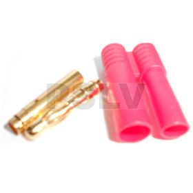 Q-C-0045 - 4.0mm gold plated connector with long red housing  